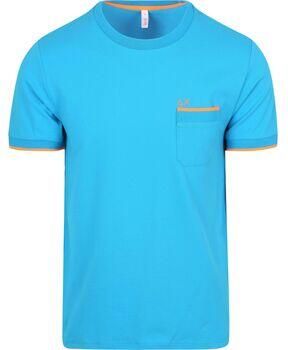 Sun68 T-shirt Piqué T-Shirt Fluo Stripe Blauw