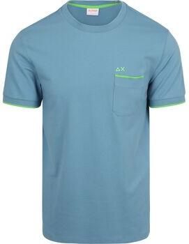 Sun68 T-shirt Piqué T-Shirt Fluo Stripe Blauw