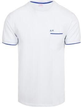 Sun68 T-shirt Piqué T-Shirt Fluo Stripe Wit