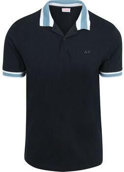 Sun68 T-shirt Poloshirt Multistripes Collar Navy