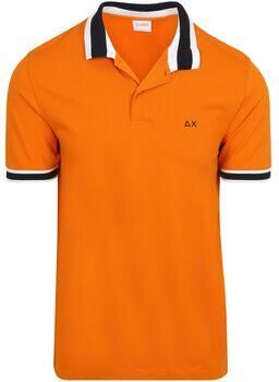 Sun68 T-shirt Poloshirt Multistripes Collar Oranje