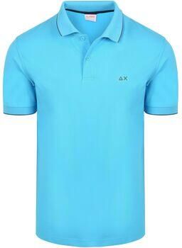 Sun68 T-shirt Poloshirt Small Stripe Collar Lichtblauw