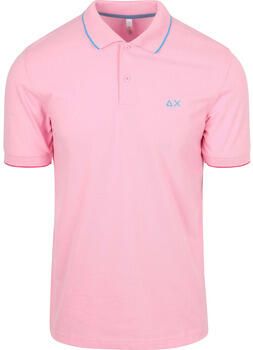 Sun68 T-shirt Poloshirt Small Stripe Collar Lichtroze