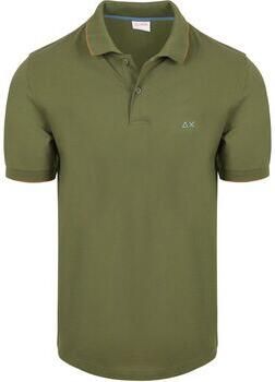 Sun68 T-shirt Poloshirt Small Stripe Collar Olijfgroen - Foto 2