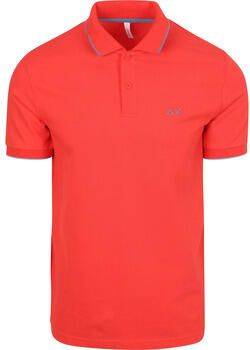 Sun68 T-shirt Poloshirt Small Stripe Collar Rood