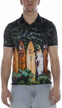 Sun68 T-shirt Polo Digital Print Beach Multicolore