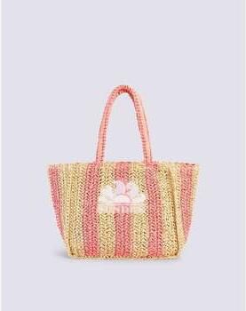 Sundek Strooien strandtas met logo Multicolor Dames