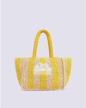 Sundek Geborduurd Logo Rits Sluiting Tote Tas Yellow Dames