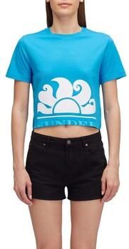 Sundek T-shirt Korte Mouw Cropped T-Shirt With Maxi Logo Print