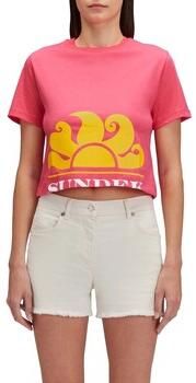 Sundek T-shirt Korte Mouw Cropped T-Shirt With Maxi Logo Print