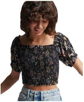 Superdry Blouse T-shirt Ecovero Vintage coupe ample noir