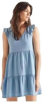 Superdry Korte Jurk Robe Tinsley à volants bleu mi-délavé