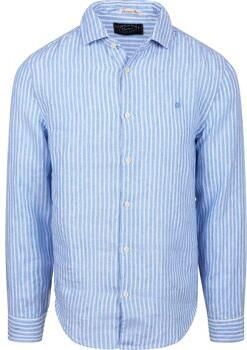Superdry Overhemd Lange Mouw Overhemd Linnen Riviera Blue Stripe