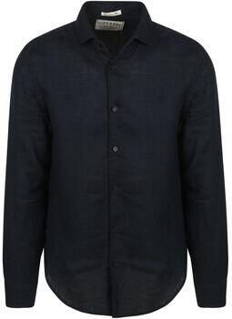 Superdry Overhemd Lange Mouw Overhemd Riviera Linen Classic Eclipse Navy