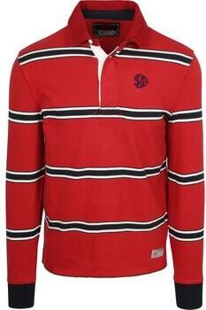 Superdry Overhemd Lange Mouw Rugby Polo Vintage Streep Rood