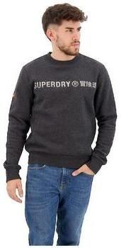 Superdry sweater Workwear Logo Vintage met logo raven black marl