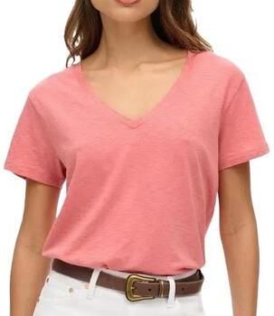Superdry Shirt met V-hals STUDIOS SLUB EMB VEE TEE gestructureerd t-shirt met v-hals en borduursel