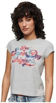Superdry T-shirt Korte Mouw T-shirt Floral Scripted à Mancherons