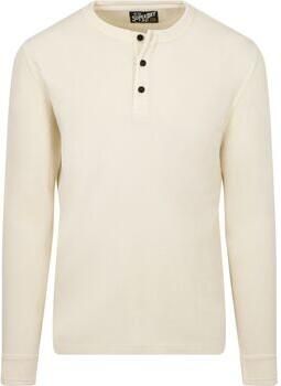 Superdry T-Shirt Lange Mouw Trui Henley Textured Ecru