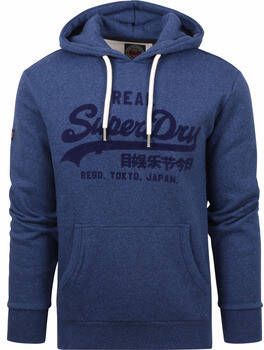 Superdry Sweater Hoodie Logo Blauw