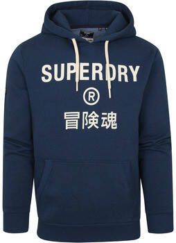 Superdry Sweater Hoodie Logo Navy Blauw