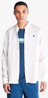 Timberland Overhemd Lange Mouw TB0A2DC31 LINEN SHIRT-1001 WHITE