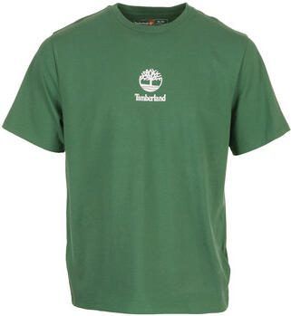 Timberland T-shirt Korte Mouw Print Stack Logo Short Mdgrn