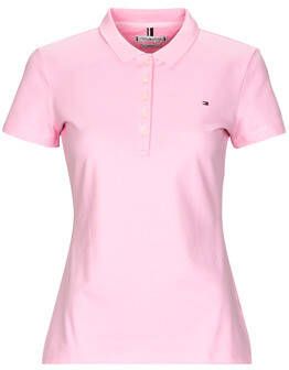 Tommy Hilfiger Poloshirt SLIM ROUND-NK TOP SS met kleine splitjes opzij & -merklabel