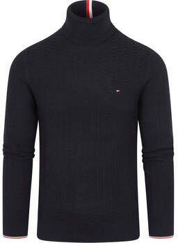 Tommy Hilfiger Sweater Coltrui Structuur Donkerblauw