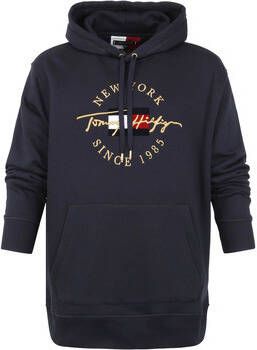 Tommy Hilfiger Sweater Plus Hoodie Logo Donkerblauw