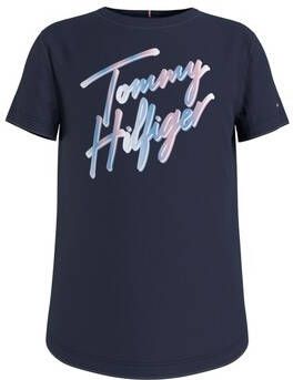 Tommy Hilfiger T shirt van biologisch katoen donkerblauw lichtroze