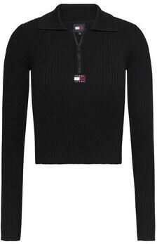Tommy Jeans Half Zip Sweater van Gerecycled Polyester Black Dames