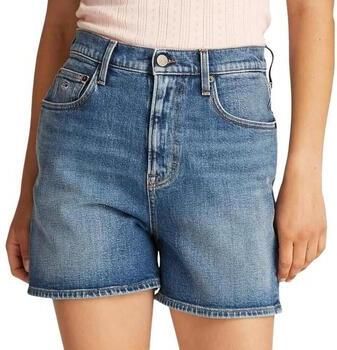 TOMMY JEANS Short MOM SHORT BI0134 met logo-badge in blauwe wassing