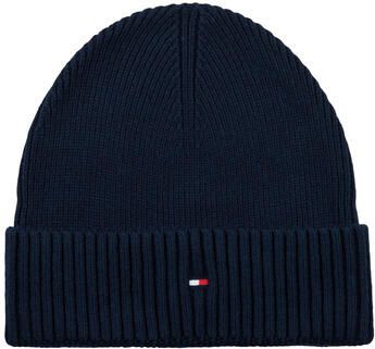 Tommy Hilfiger Gebreide muts TH FLAG PIMA COTTON BEANIE met logoborduurwerk met kasjmier aandeel Unisex