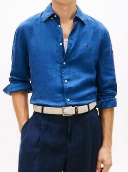 TOMMY HILFIGER Heren Overhemden Pigment Dyed Li Solid Rf Shirt Blauw - Foto 10
