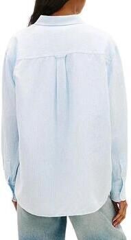 Tommy Jeans gestreepte blouse met linnen lichtblauw - Foto 3