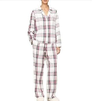 Tommy Hilfiger giftbox flanellen pyjama + sloffen wit rood zwart