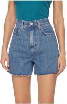 Tommy Hilfiger Hoge Taille Mom Short in Zacht Katoen Denim Blue Dames