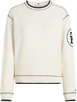 Tommy Hilfiger Gestructureerde Crew Neck Sweatshirt voor Vrouwen Beige Dames