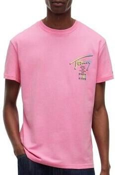 Tommy Jeans regular T-shirt met backprint roze - Foto 4