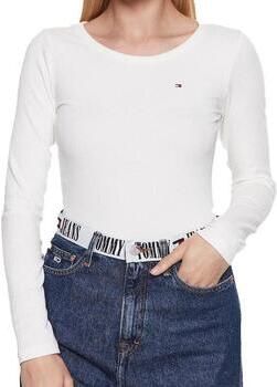 TOMMY HILFIGER Dames Tops & T-shirts Slim 5x2 Rib O-nk Ls Ecru