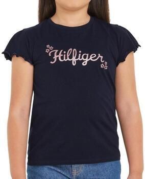 Tommy Hilfiger Shirt met korte mouwen FLOWER GLITTER REG TEE SS Kinderen tot 16 jaar met logo-opdruk