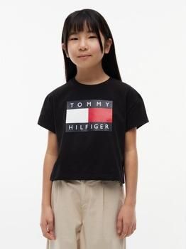Tommy Hilfiger T-shirt zwart Meisjes Stretchkatoen Ronde hals Logo - Foto 4