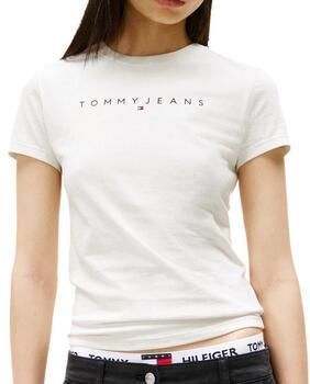 Tommy Jeans Linear Tee Herfst Winter Collectie Katoen White Dames
