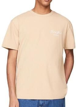 Tommy Hilfiger Gouden Print Ronde Hals T-shirt Mannen Yellow Heren