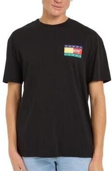 TOMMY JEANS Heren Polo's & T-shirts Tjm Reg Pop Color Flag Zwart