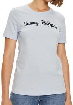 Tommy Hilfiger Shirt met korte mouwen REG SCRIPT C-NK SS met script-logo-opschrift