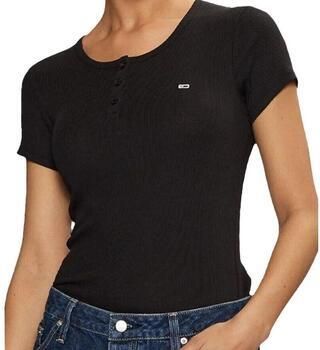 TOMMY JEANS T-shirt TJW SLIM BUTTON RIB C-NECK SS