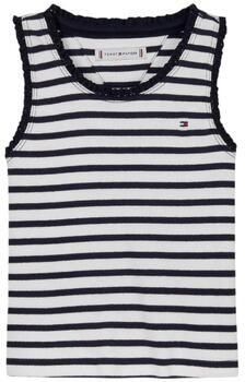 Tommy Hilfiger Tanktop ESSENTIAL RIB LACE TANK TOP met kant met logo-borduursel