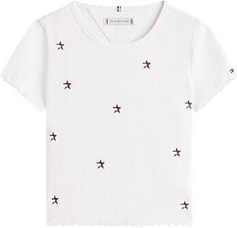 Tommy Hilfiger T-shirt met textuur en borduursels wit
